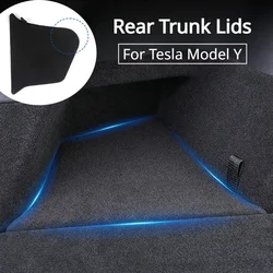 2024 for Tesla Model Y Berlin Rear Trunk Lids Side Storage Box Organizer Baffle Flannel Suede Flocked Caps Cover Car Accessories