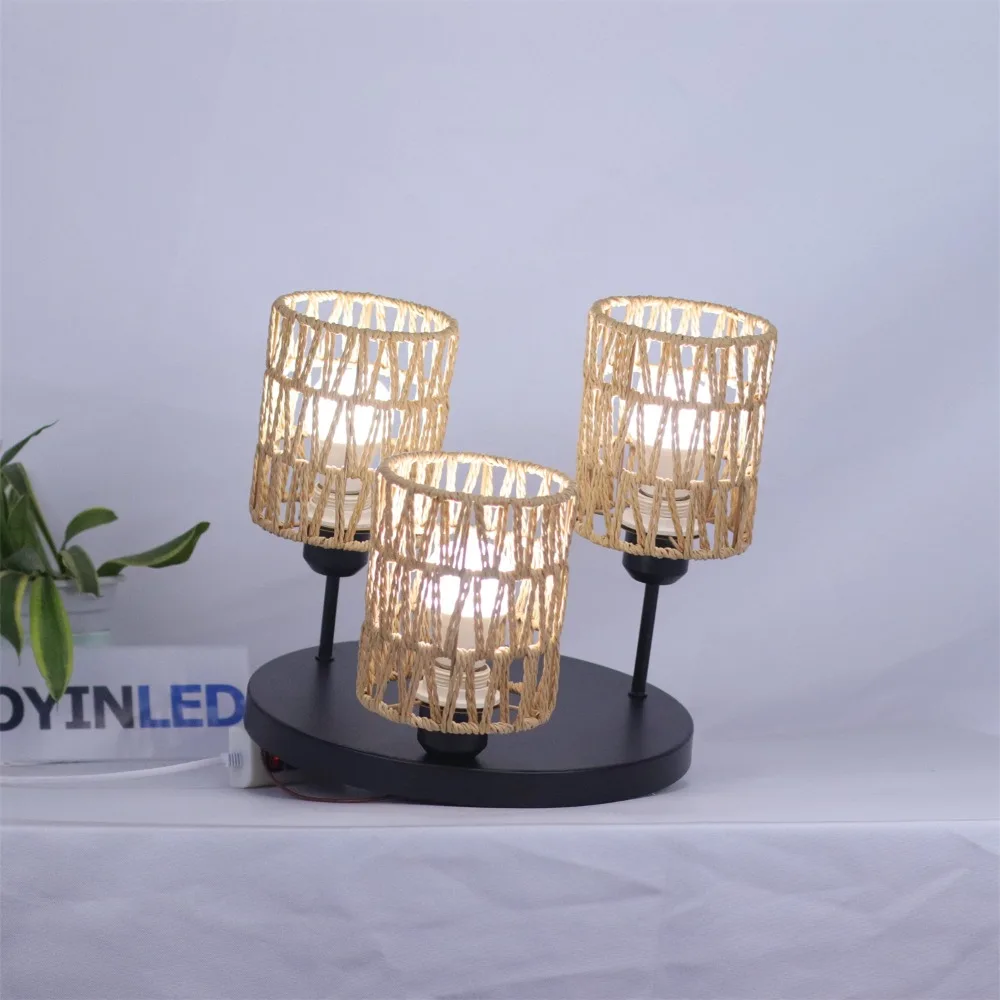 

JOYINLED 3 Light Boho Ceiling Lights Rattan Chandelier Light Hand Woven Flush Mount Hanging Lamp Pendant for Living Room Hallway