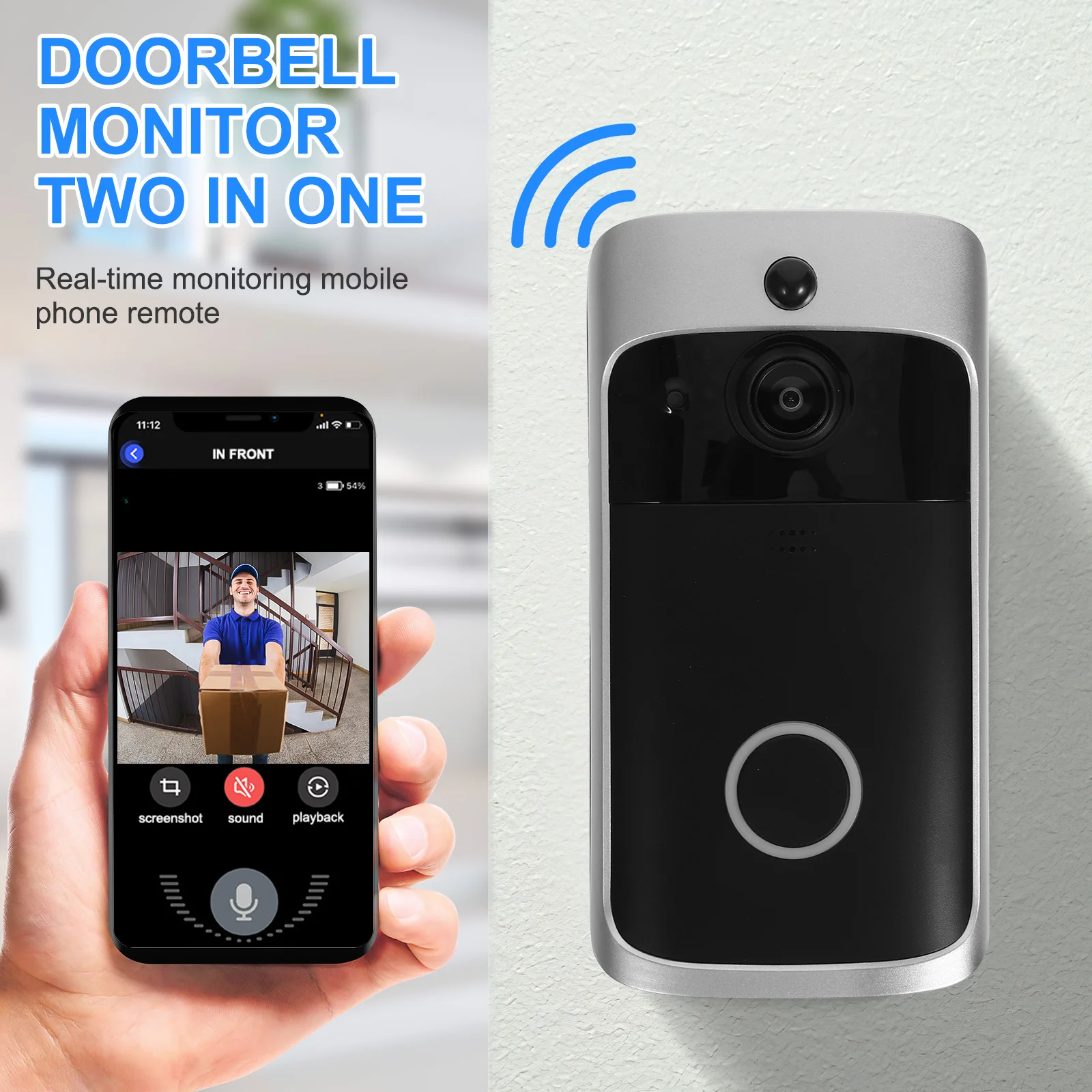 Smart Home Video Doorbell 720p Two-Way Talk Night Vision Motion Security Camera Video Doorbell