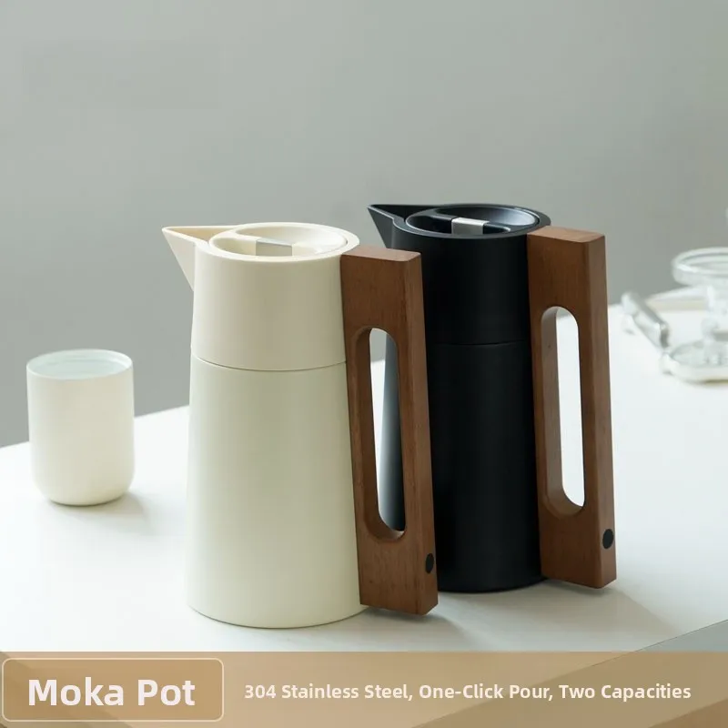 

Arphee Stainl Steel Insulated Coffee Pot with Wooden Handle Vacuum Thermal Care Convenient High Aesthetic Value Pizza Pot