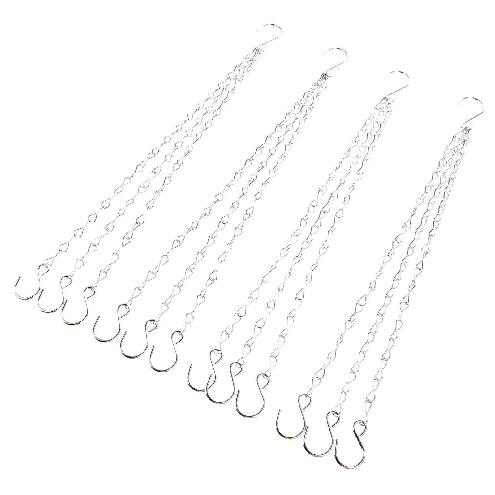 

4 Pcs Hanging Basket Chains 40cm White Zinc 1.4MM Triple Strand S Hook Flower Pot Chain Durable Garden Decor Plant Pot