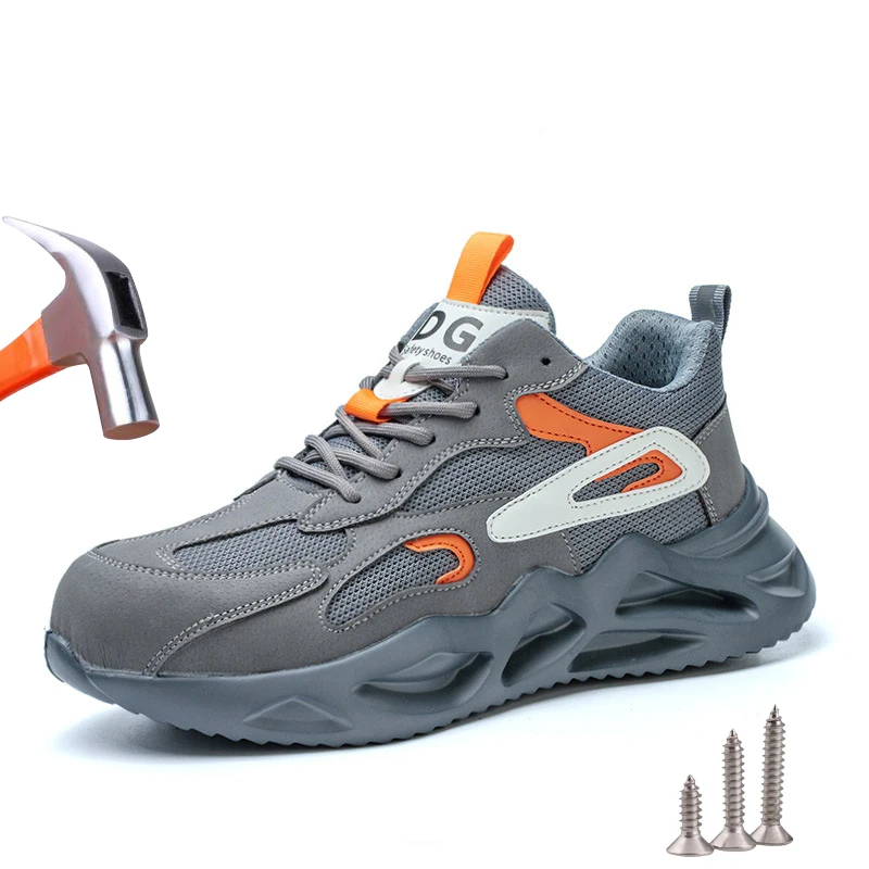 2026 Spring Summer Work Safety Shoes Men Steel Toe Shoes Construction Safety Boots Men Protective Breathable Work Sneakers