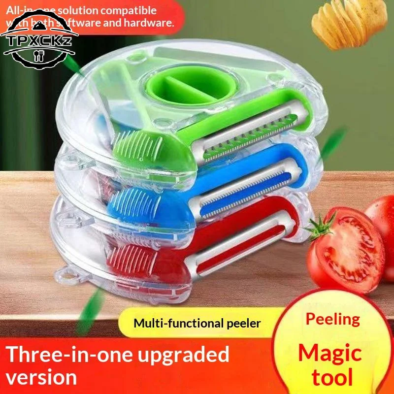 1PCS 3 In 1 Magic Trio Peeler Set Slicer Shredder Peeler Julienne Cutter Multi Peel Blade Zesters Grater Kitchen Tool