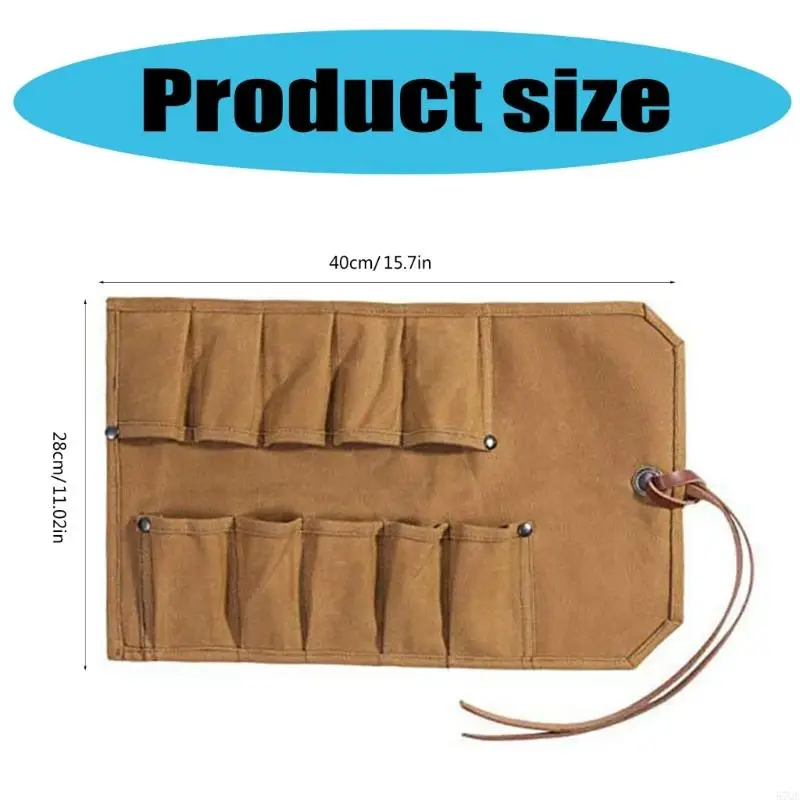 57QF Waxed Canvas Tool Cờ lê cuộn động mang theo Túi lưu trữ công cụ chế biến gỗ Túi cổ điển Túi thủ công