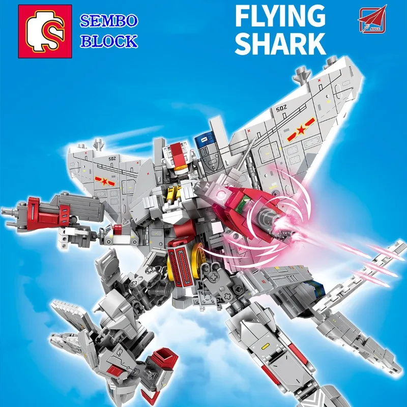 

SEMBO J-15 fighter building blocks Flying Shark aircraft model transforming robot boy birthday gift military collection figure