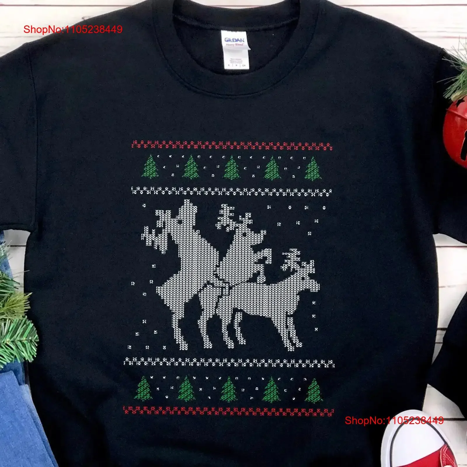 Ugly Christmas Xmas Sweater Funny Reindeer Thanksgiving T shirt New Year Stag Fawn Antler Deer Secret Santa Navidad vintage