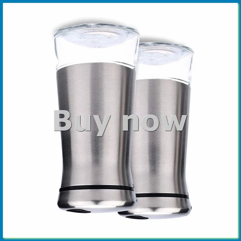 Stainless Steel Salt and Pepper Shakers Set with Glass Base Salt and Pepper Shakers with Adjustable Holes-A51M