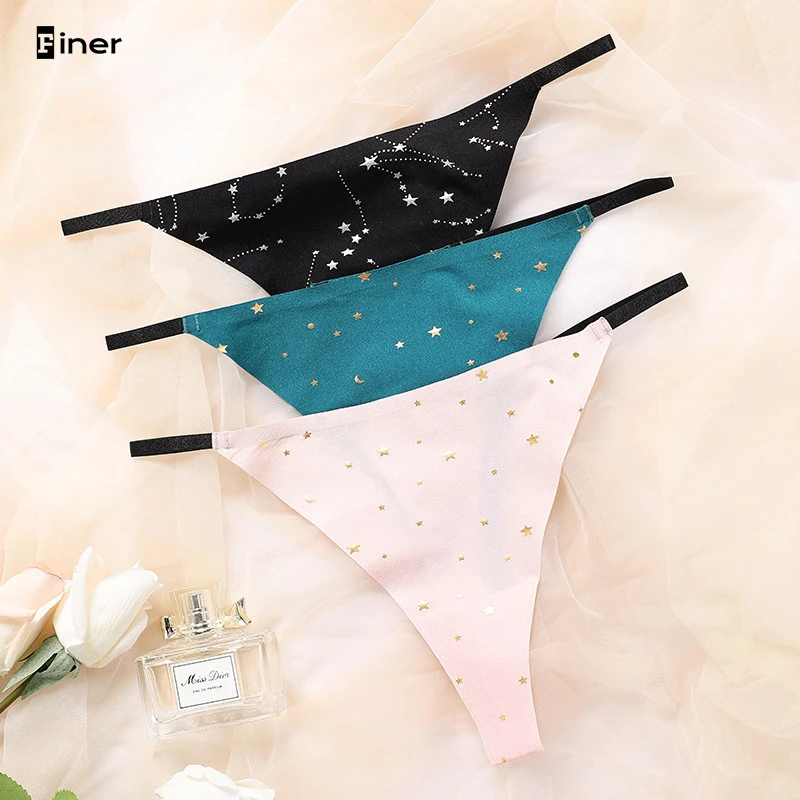 Women\'s Fancy Bikini Panties Slip Silk Thong Panty Woman Brand Starry Meteor Designed Female Underwear Tangas