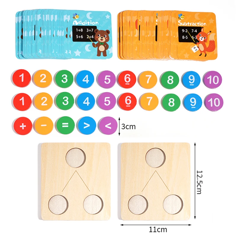 Bambini Matematica Educazione precoce Sussidi didattici Decomposizione digitale in legno Aritmetica Giocattolo Montessori Numero Cognizione Conteggio Giocattoli