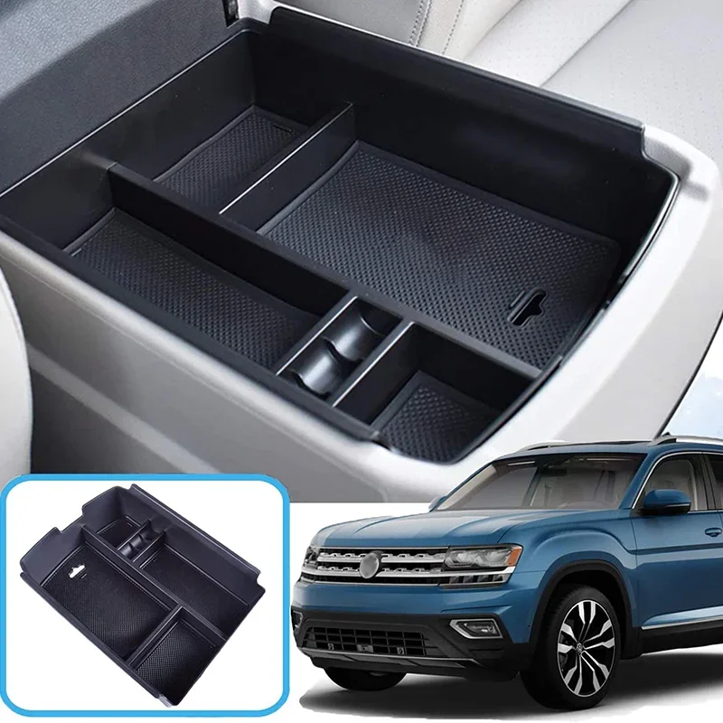 Center Console Organizer Tray For VW Volkswagen Atlas Accessories 2018 2019 2020 2021 2022 2023 Armrest Storage Glove Box