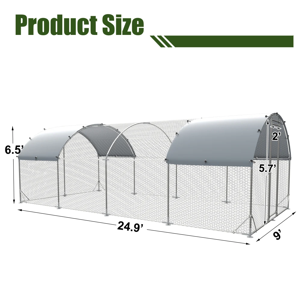 Large Metal Chicken Coop Upgrade Three Support Steel Wire Impregnated Plastic Net Cage Duck Rabbit Sheep Bird Outdoor House