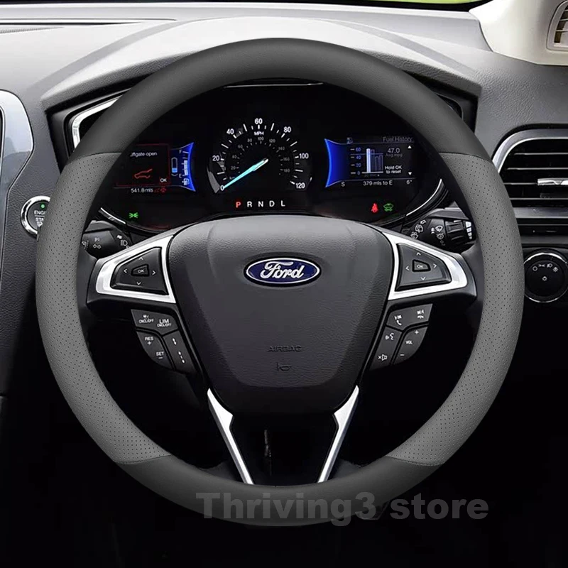 

Leather Car Steering Wheel Cover For Ford Mondeo mk4 mk5 Wagon Hybrid ST-Line Vignale 2007-2020 Auto Steering Wheel Accessories