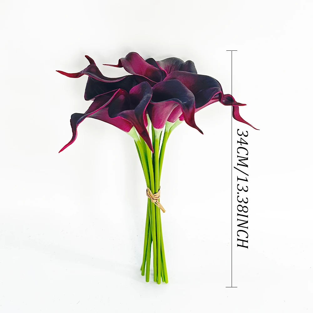 6 Stück Künstliche Calla-Lilien aus PU, Kunstblumen für Hochzeitssträuße, DIY-Blumendekoration für Innenräume, Zuhause, Büro und Tischdekoration – Detail 2