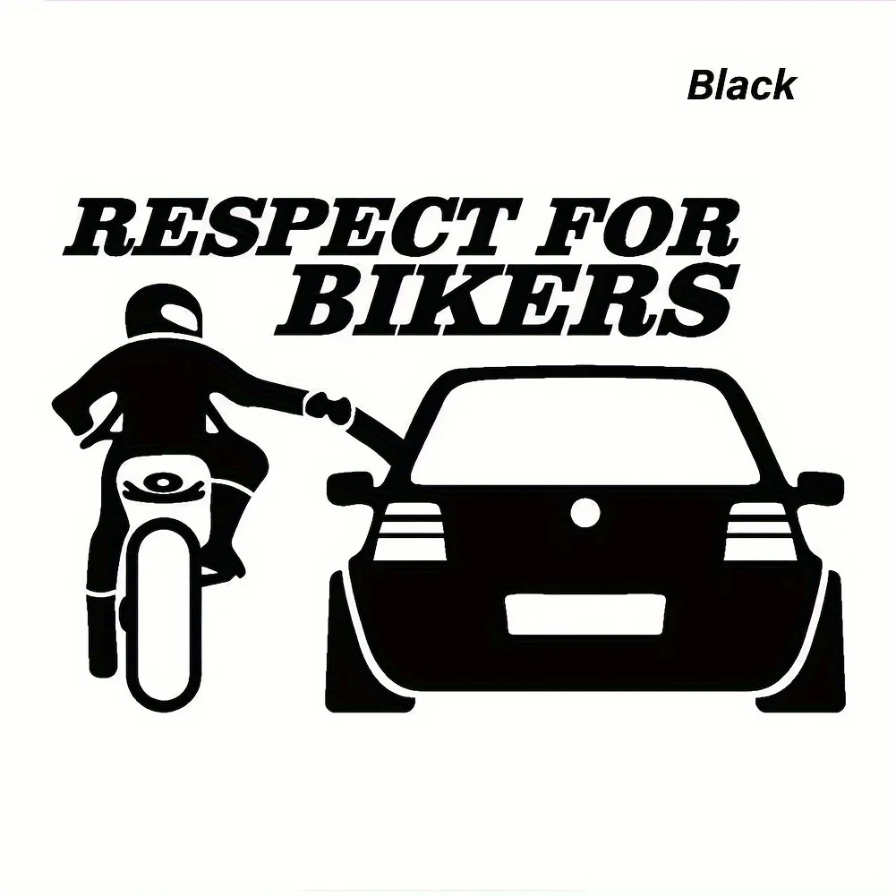 

Respect For Bikers Vinyl Decal Black White Holographic Waterproof Sticker Motorcycle Car Truck Rider Decor