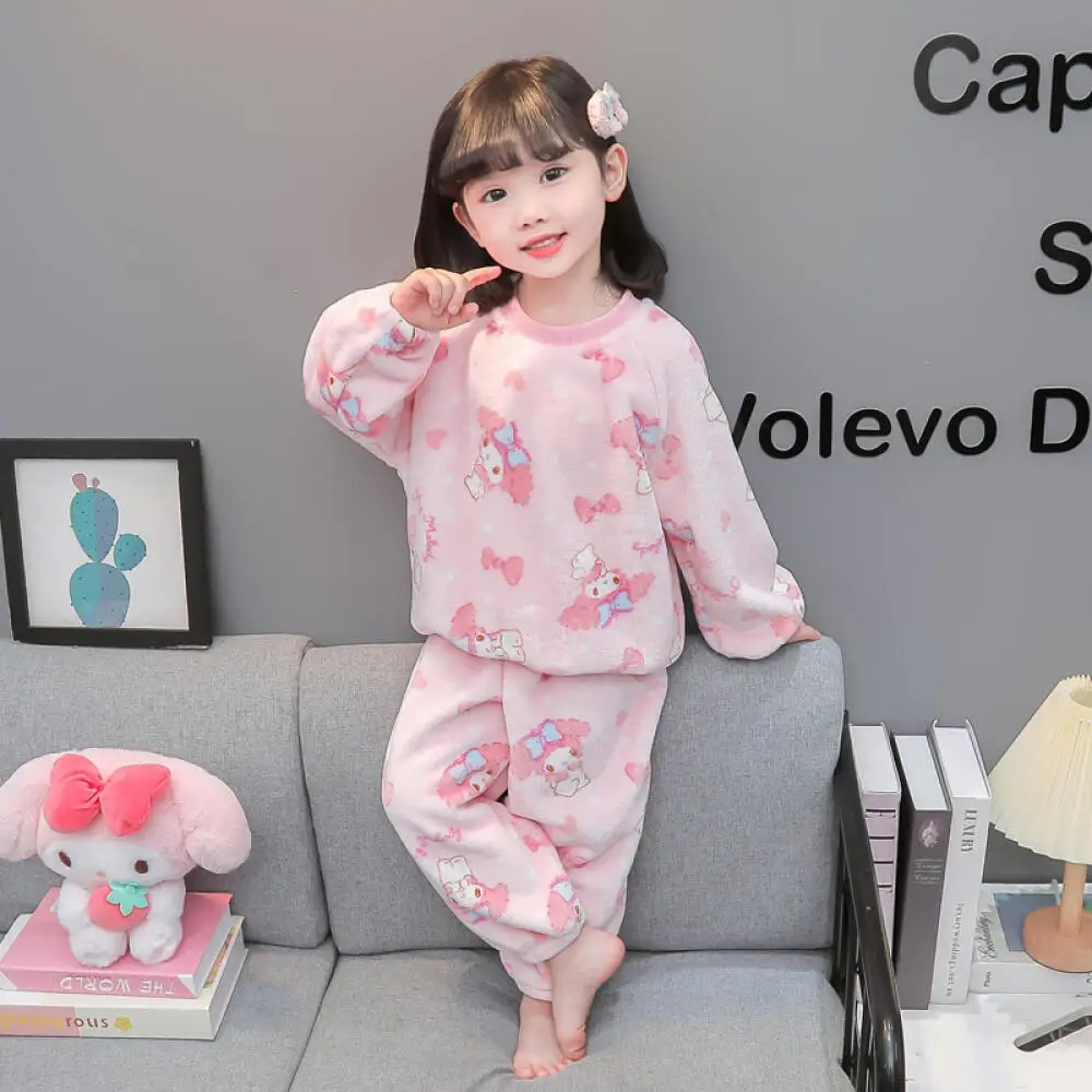 

Sanrio My Melody Girls Kuromi Pajamas Autumn and Winter New Fashionable Children's Casual Clothing Girls Home Clothing Set Cute
