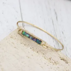 2024 New Polished strips abalone shell bar Bangles for Women Wholesale Price