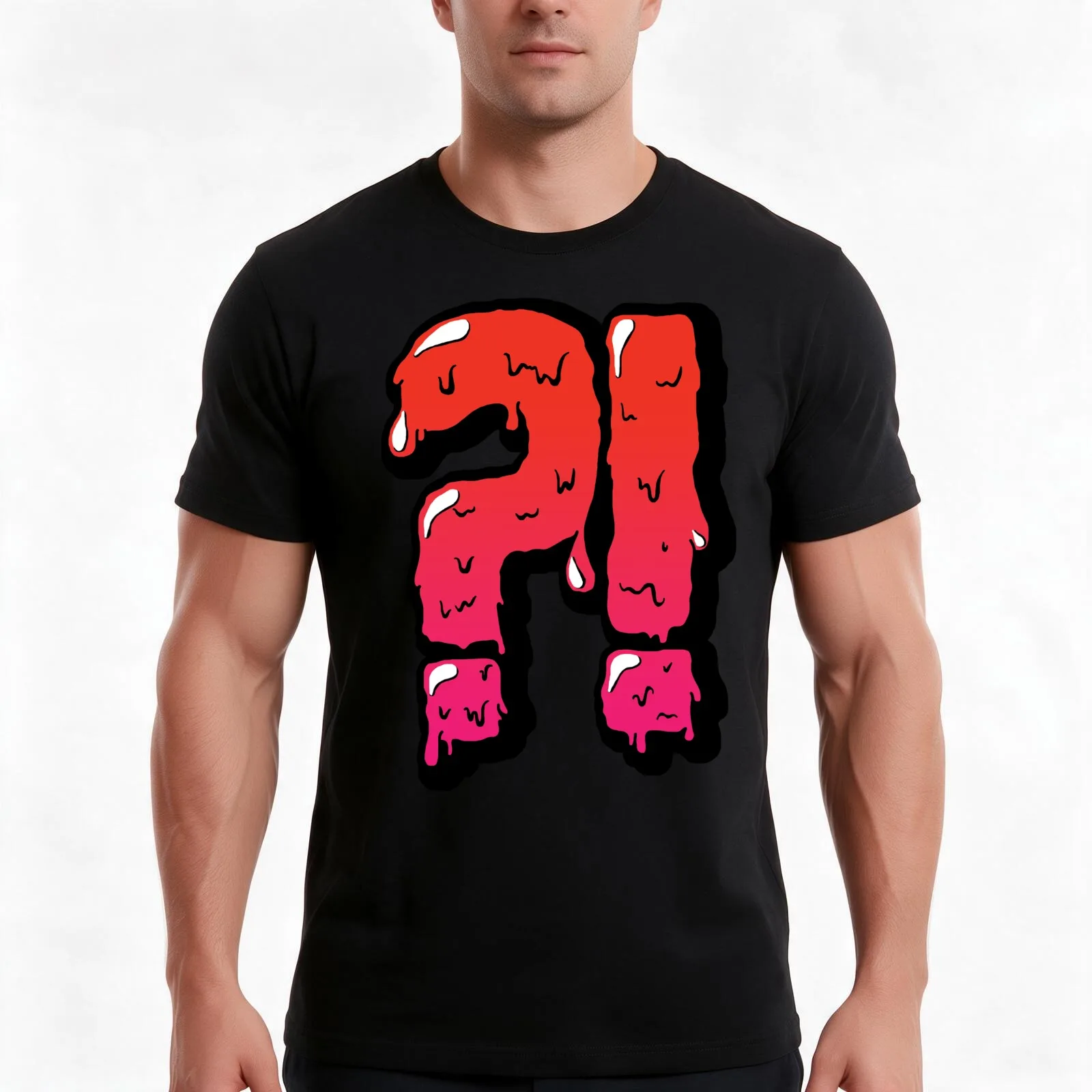 Interroxclamation?! T-Shirt, Summer Casual Cotton Tee, Oversized Streetwear Tops, Vintage Graphic Print, Loose Fit Short Sleeve