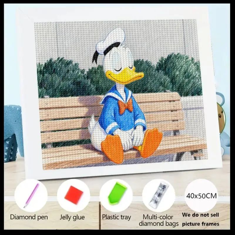 

1PC Cute Donald Duck 5D Diamond Painting Full Drill DIY Kit, 40x50CM Big Gem Art Set for Adults & Kids, Relaxing Cartoon Charact