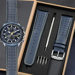 For Citizen Blue Angel Second Generation Genuine Leather Needle Buckle Watch Strap JY8078-52L/01L Replace 23 22 Accessories