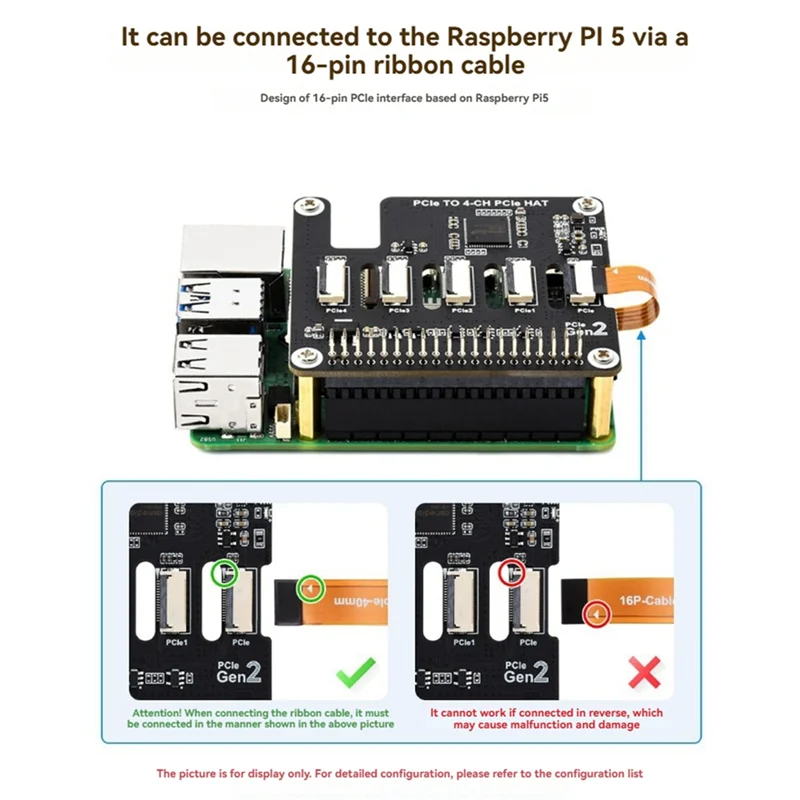 

A16Q-для Raspberry Pi 5 Pcie FFC Расширение 4-канальная плата Pcie HAT Штабелируемый модуль Поддержка