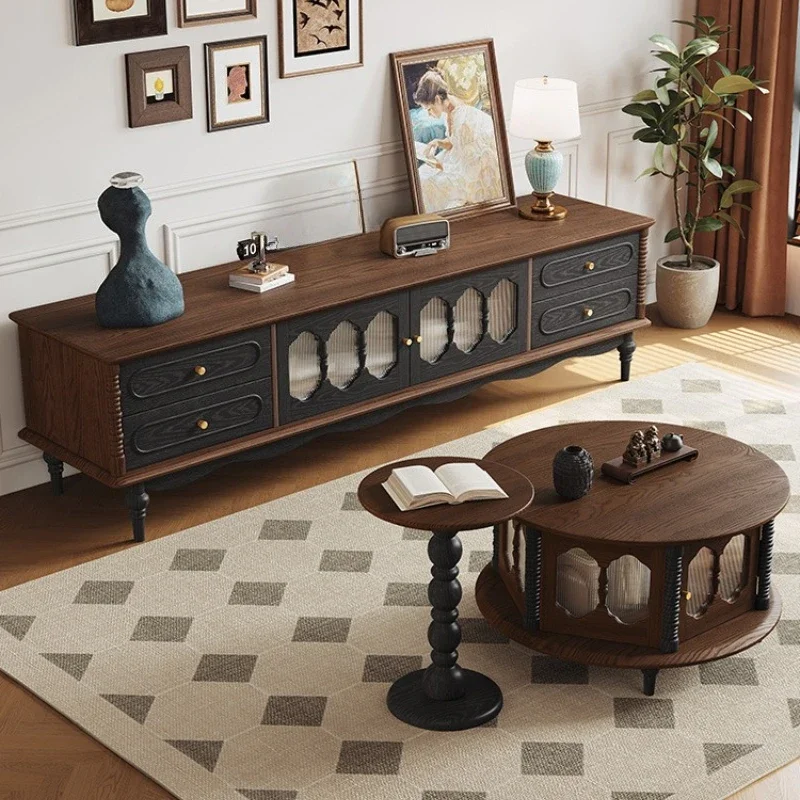 

Solid wood TV cabinet, living room TV cabinet combination, medieval French household storage locker