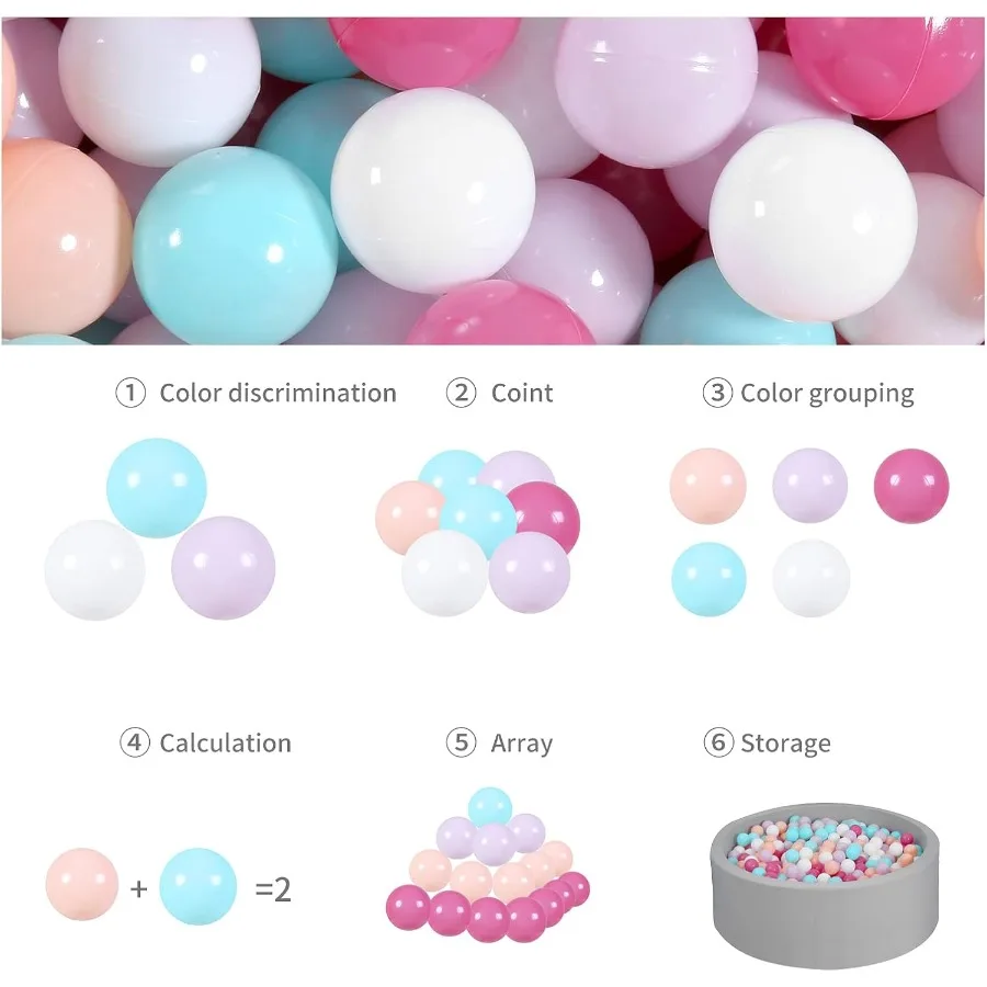 Ball Pit Balls for Toddles Plastic Ballpits Accessories Crush Proof Durable Fun Shape Play Baby Bath Toys 100Pcs