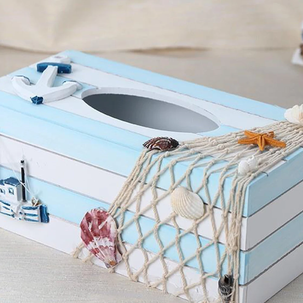 

Mediterranean Tissue Box Coastal Container Holder Decorations Tissues Boxes Holders Decorative Gift Nautical