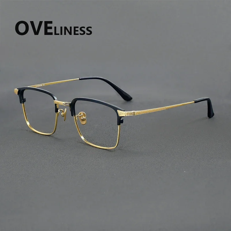 

Ацетатная титановая оправа для очков, мужская роскошная брендовая дизайнерская ретро винтажная квадратная оправа для очков, очки