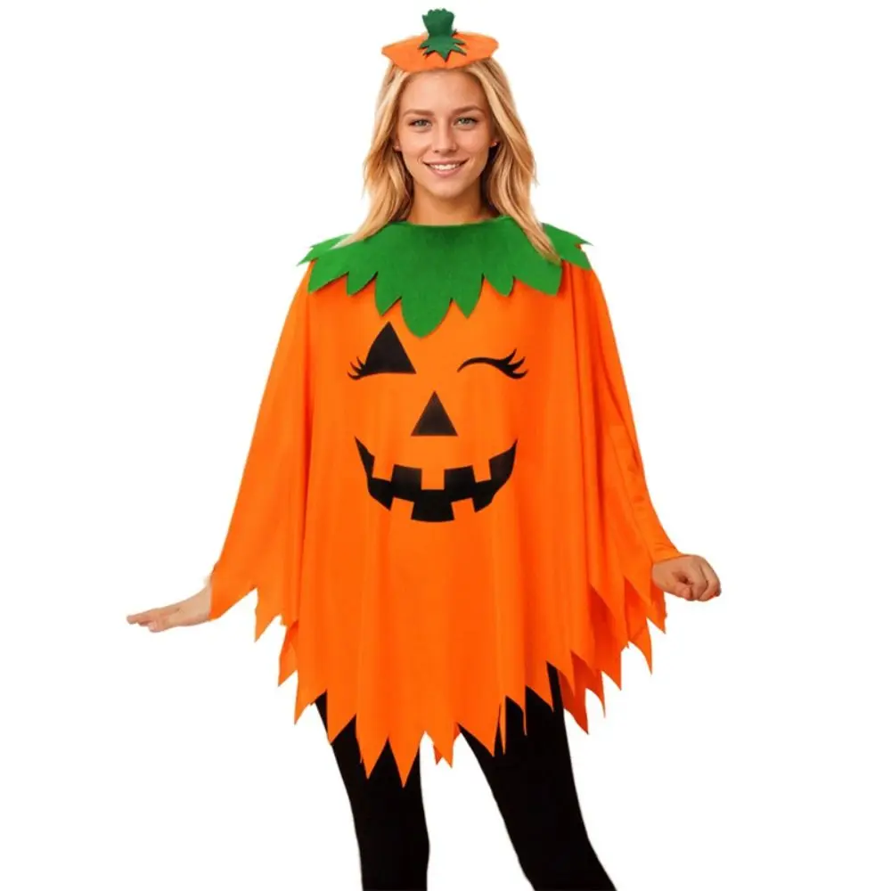 Witch Costume Noctilucent Pumpkin Cloak With Headband Noctilucent Design Pumpkin Cosplay Costume Full Suit Handbag