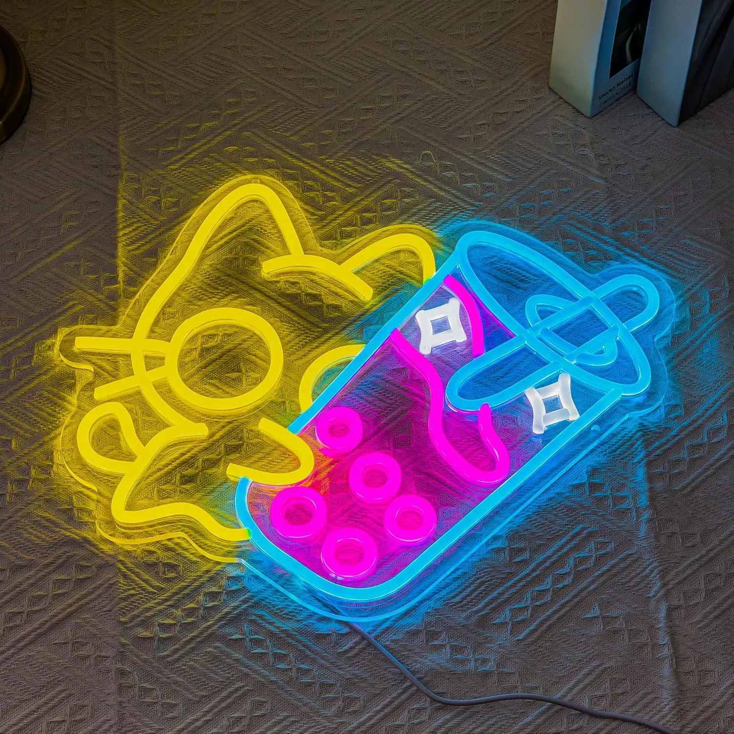 Neon Cat Boba Tea Neon Light LED Neon Sign For wall Decor Dimmable Neon Light For bedroom Bar Coffee Dessert Stores Decor