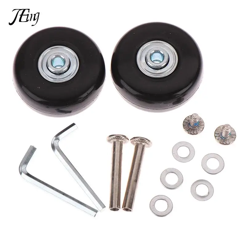 1 set Suitcase Wheels Black Luggage Suitcase Replacement Wheels Suitcase Repair OD 50mm Axles Deluxe Black With Screw