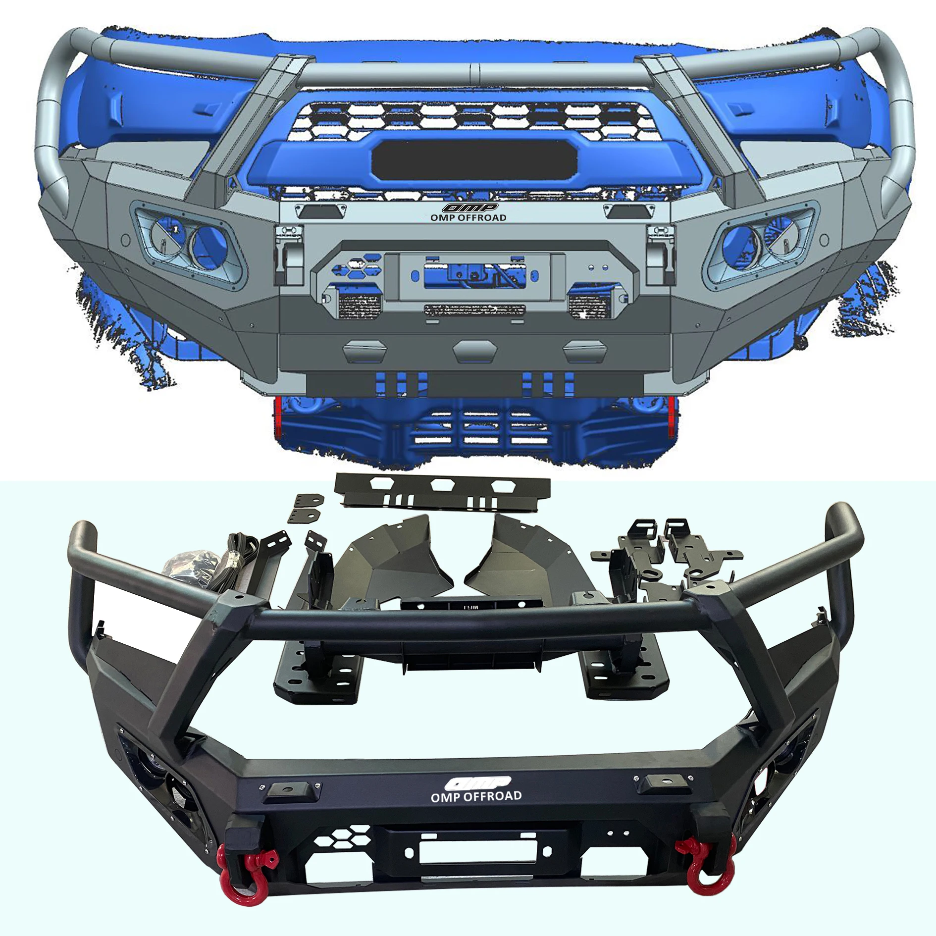 Front bumper with loop for Hilux vigo Revo Rocco and Rogue/Navara/Dmax/Triton/Ranger