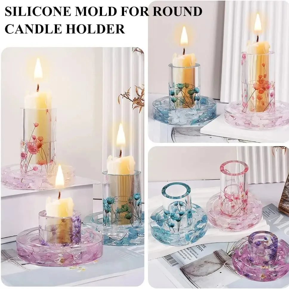 striped roman column silicone candle mold aromatherapy diy round base glue drip candle holder mould for creative handmade candle