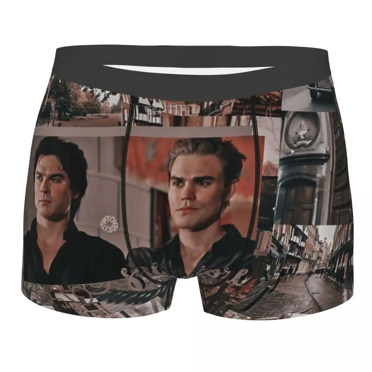 Custom Damon Salvatore The Vampire Diaries Boxers Shorts Men's Stefan Salvatore Fantasy Film Briefs Underwear Funny Underpants