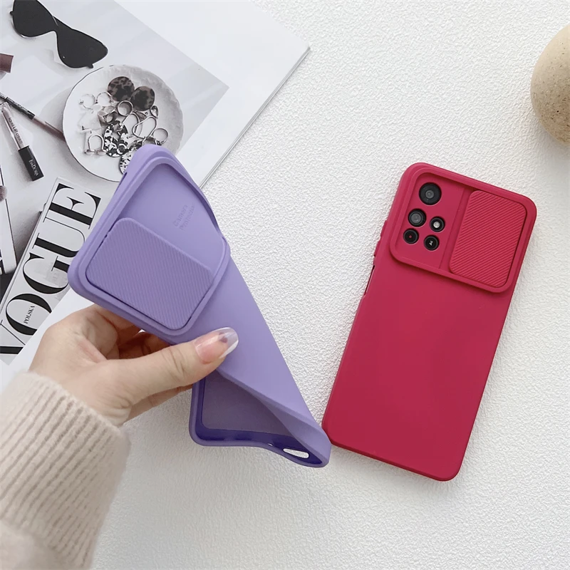 Camera Slider Case For Samsung Galaxy S23 S22 S21 S20 FE Plus Ultra A33 A53 A71 A72 A82 A32 A42 A52 A51 Lens Protect Soft Cover