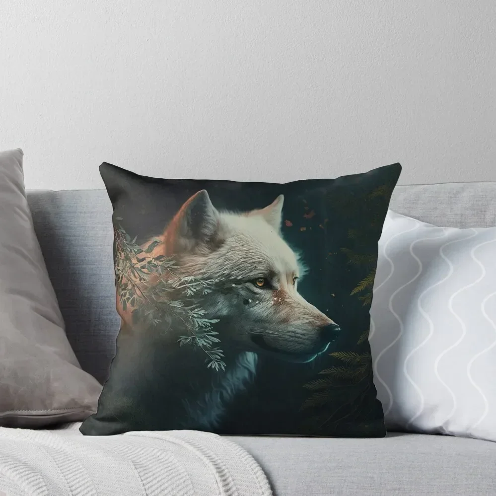 Wolf in woods Throw Pillow Pillows Aesthetic Pillow Case pillow