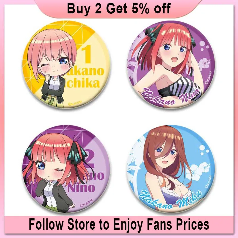 The Quintessential Quintuplets Anime Brooches for Packback 5-toubun No Hanayome Badge Ichika Nino Miku Yotsuba Nakano Itsuki Pin