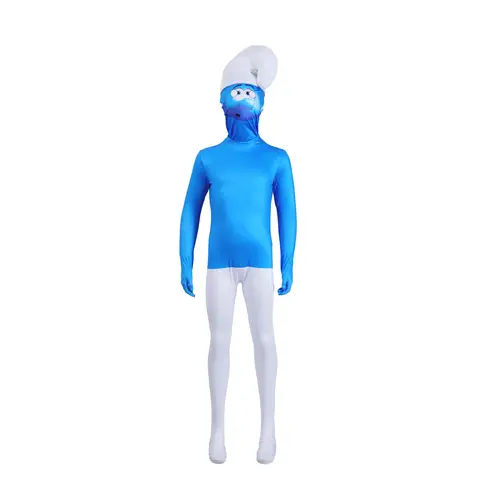 Blue Smurf Costume, One-piece Suit, Set Of Blue Smurf Character Stage Performance Costume.