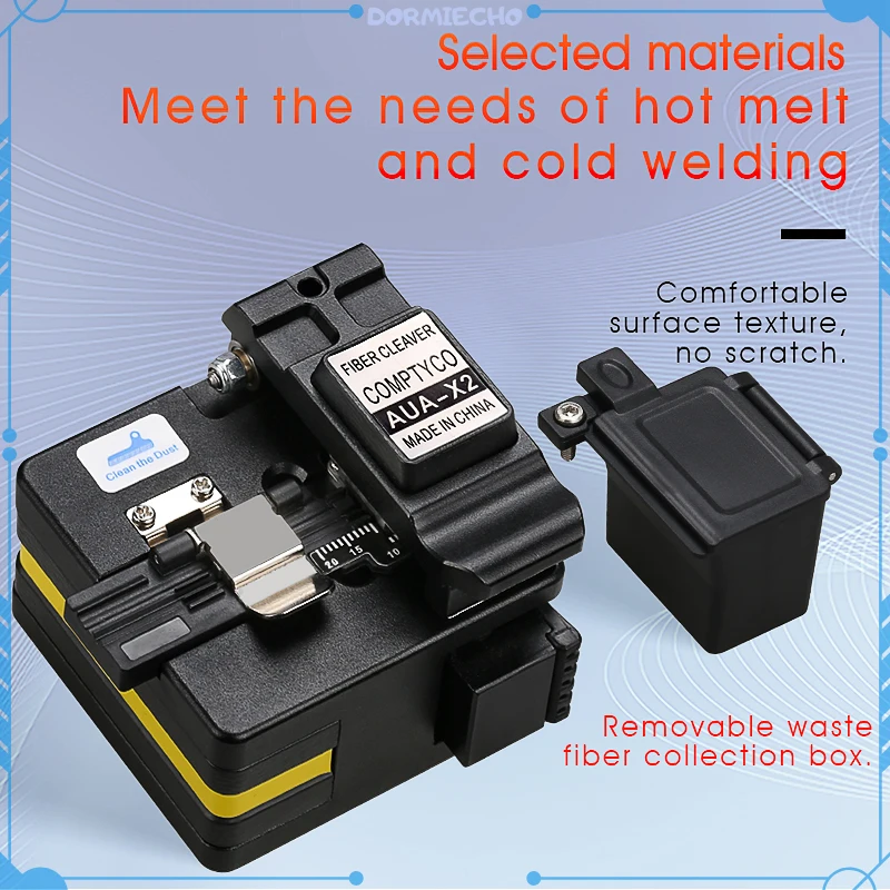 

FTTH Cutting Tools Fiber Optic Cable Cutter 24 Surface Blade AUA-X2 High Precision Fiber Cleaver With Waste Fiber Box