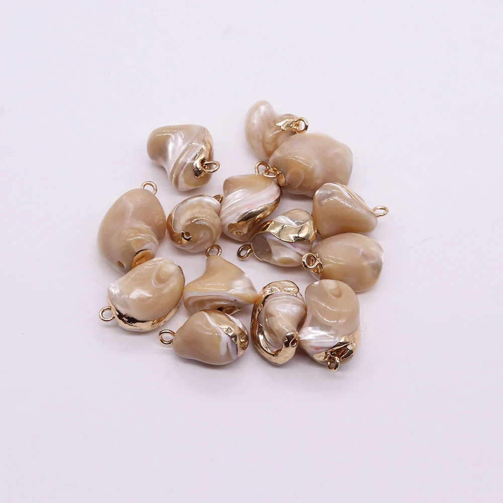 Natural Shell Three Dimensional Edge Irregular Shape Pendant High Quality Metal Edge DIY Charm Making Necklace Earrings Jewelry