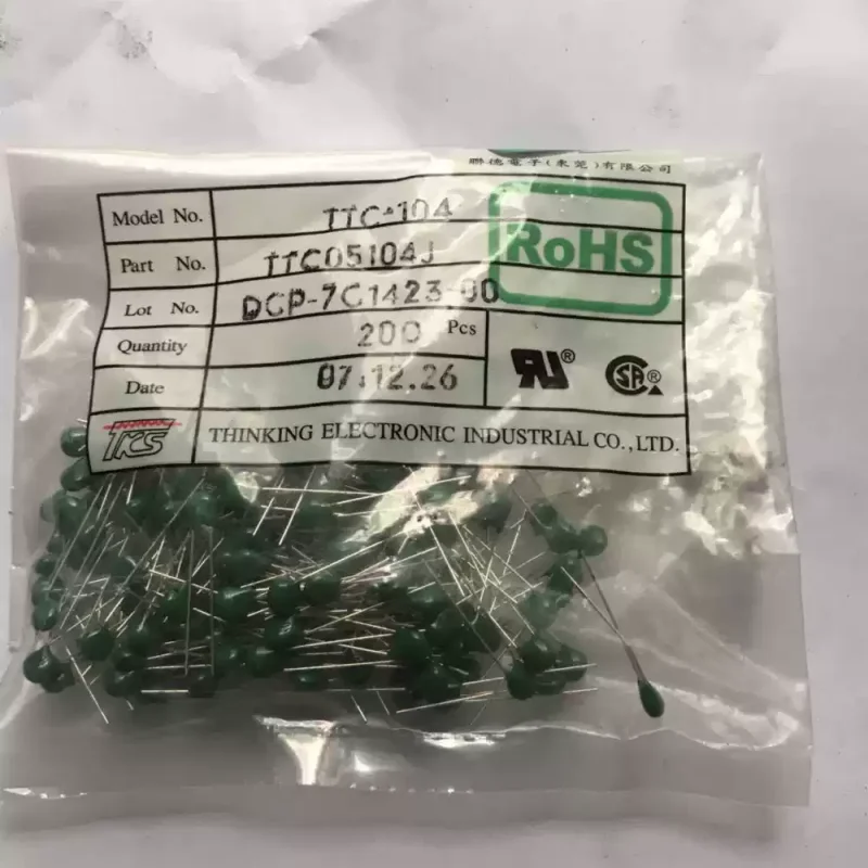 30-100pcs New Original Through-Hole Thermistor TTC05104J NTC 100k Green Seed