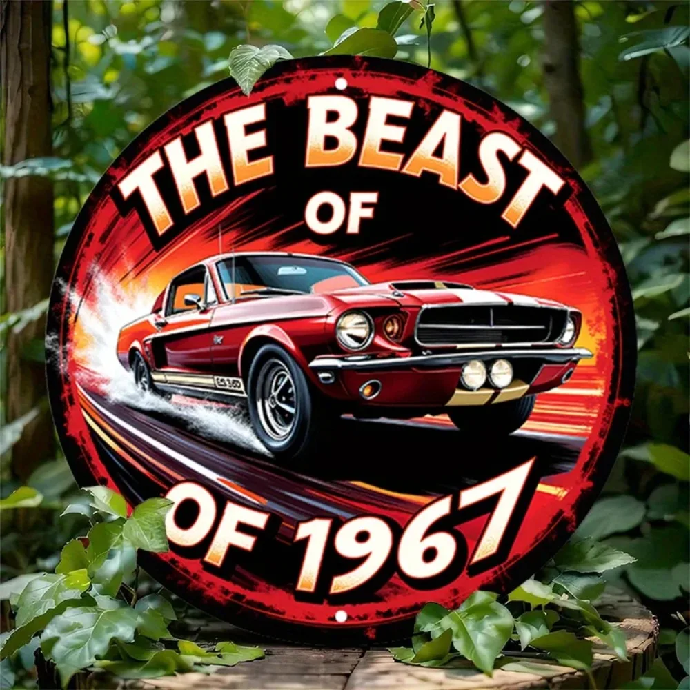 Retro 1967 Muscle Car Aluminium-Blechschild 7,87x7,87 Zoll Vintage Wanddekoration für Zuhause Garage Männerhöhle