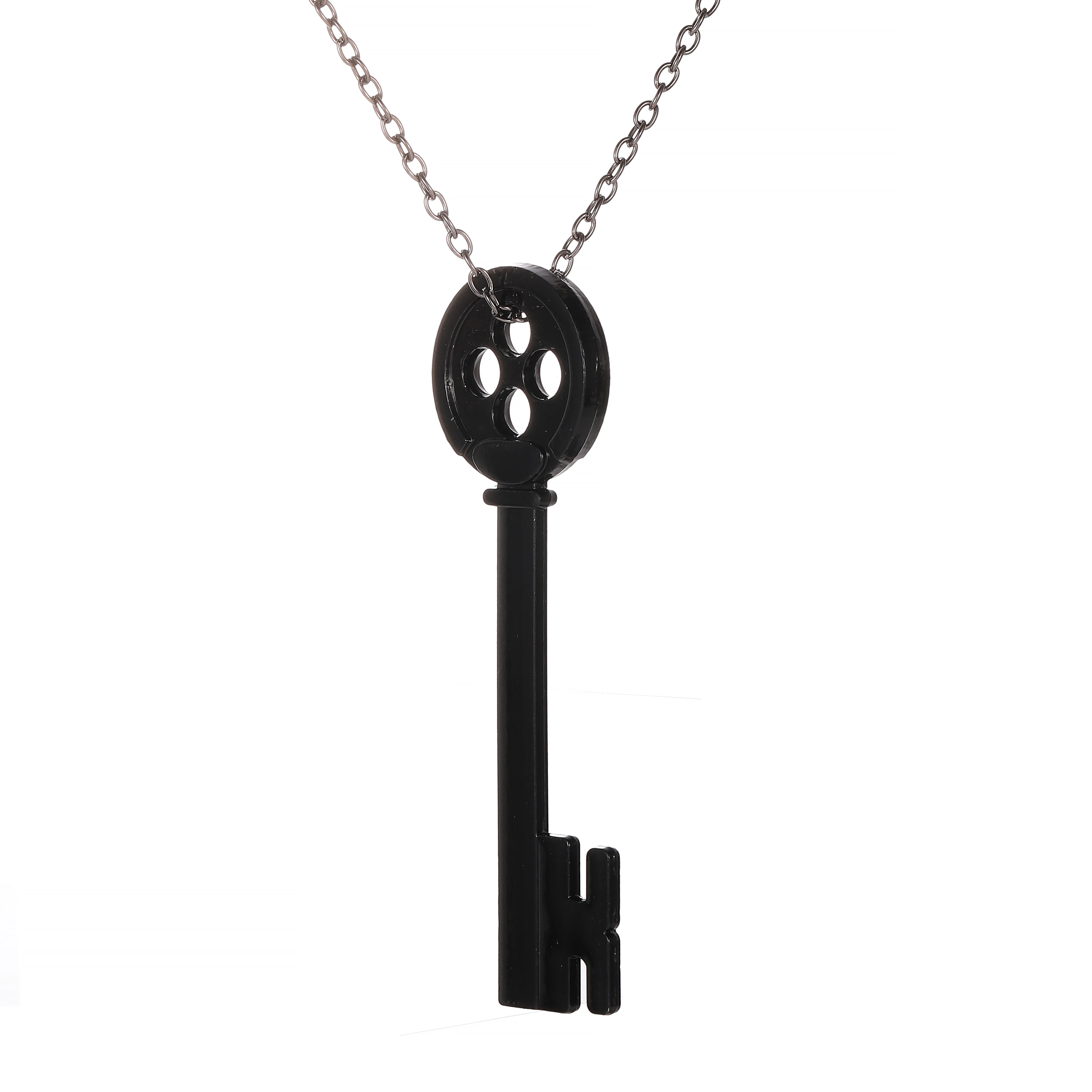 Mode Halloween Metall Coraline Schlüssel Skelett Requisiten Schlüsselbund Neil Gaiman Retro Schwarz Schatztruhe Schlüssel Halskette Schmuck Geschenke – Detail 4