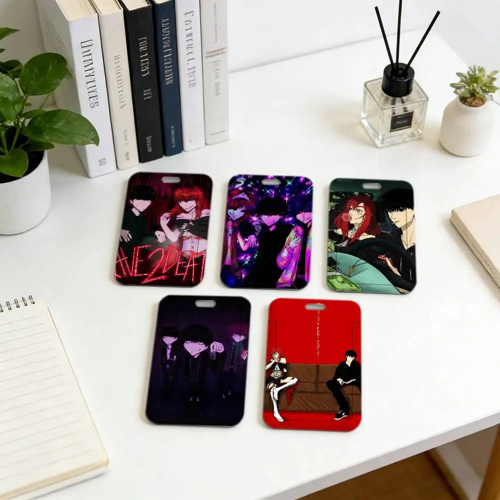 Band K-Kets4eki Fashion Lanyard Pull Back Clip Holder and Card Holder Rotating Back ID Card Family Gift