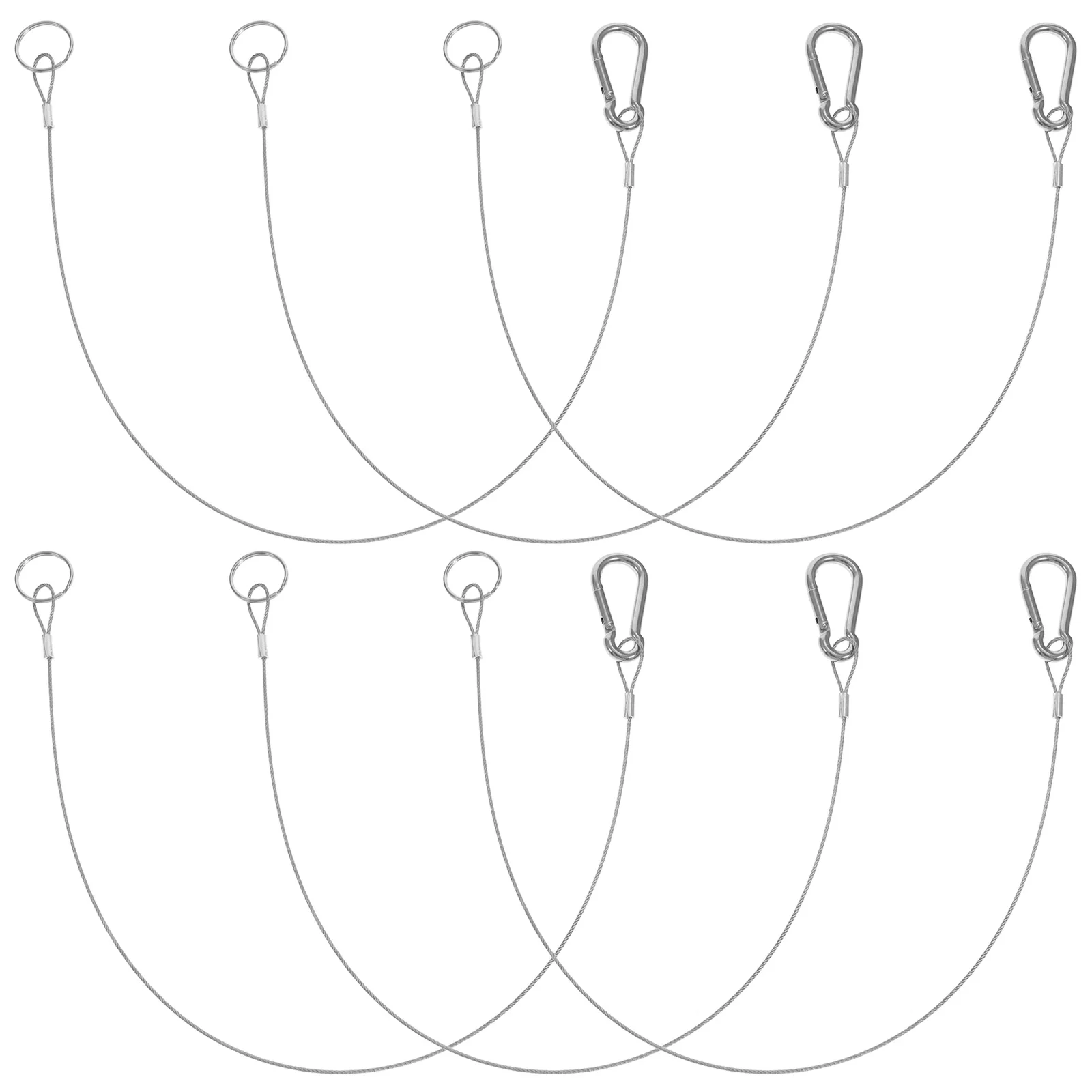 

6pcs Stainless Steel Wire Rope Lanyard Cable Tether Silver Adjustable Strap for Outdoor Safety