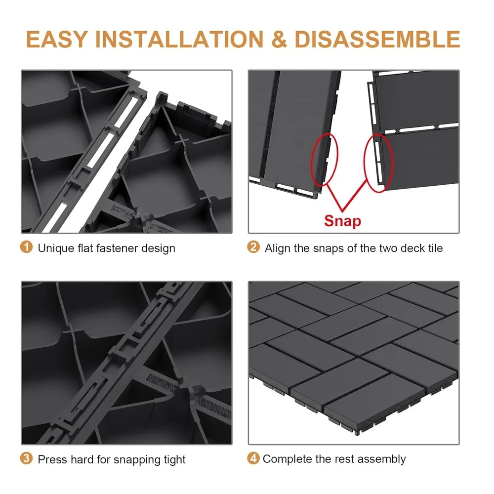연결식 데크 타일 44팩 방수 파티오 바닥재 쉬운 설치 경량 내구성 맞춤형 야외 사용 모두