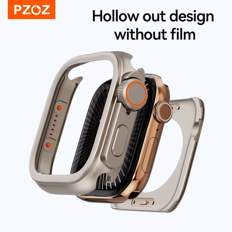 PZOZ 아이워치 울트라 2 3 메탈 쉘 PC 백 커버 애플 워치 케이스 시리즈 11 10... - 3