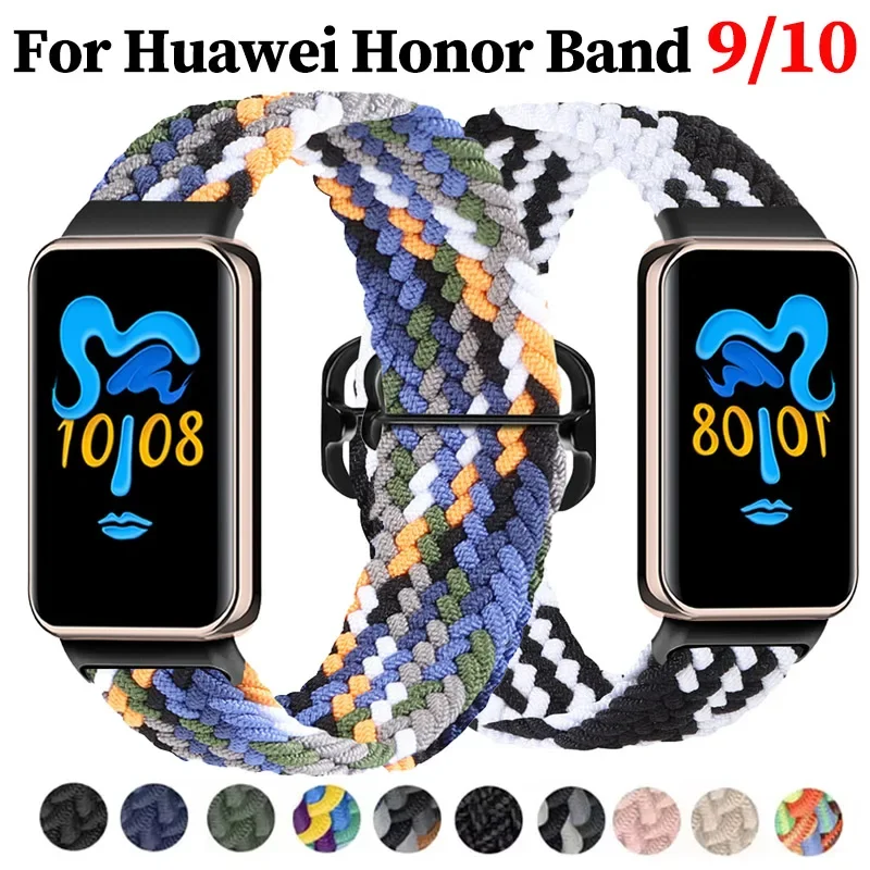 سوار منفرد من النايلون المرن لـ Correa Honor Band 9 حزام محبوك منسوج مضفر حلقة معصمه لهواوي Honor Band 10 Strap