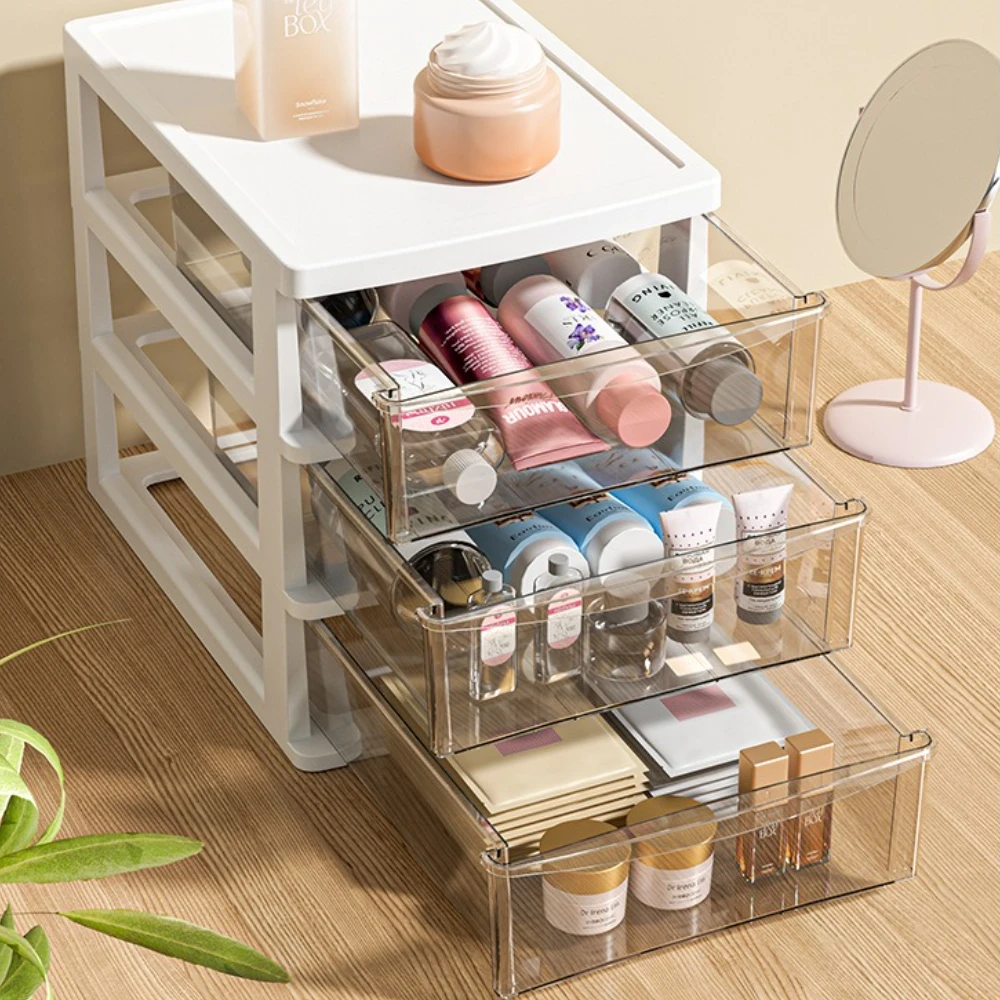 

Plastic Storage Box Transparent and Minimalist Stationery Organizer Large Capacity Drawer Style Storage Case Home Accessories