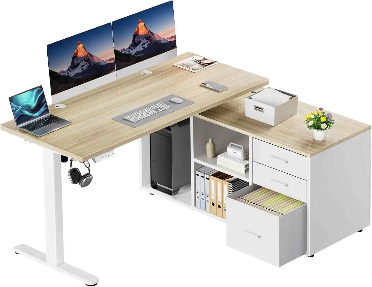 

BestsellerShaped Standing Desk, Electric Executive Desk with Drawers, Adjustable Height Stand Up Desk, 55″ x 23.6″ One-Whole